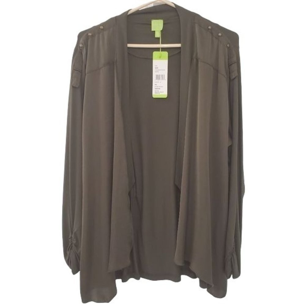 Adam Jacobs Satin Drape Front CoverUp Jacket Top